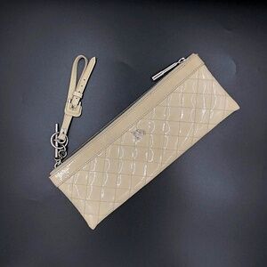 Burberry Patent Quilted Leather Wristlet Clutch